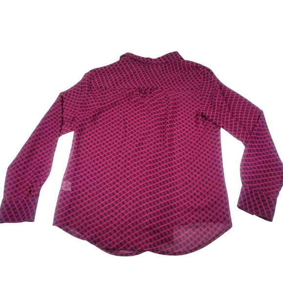 Liz Claiborne Petite Pink & Purple Checkered Button-Down Blouse Size PM - Picture 8 of 9